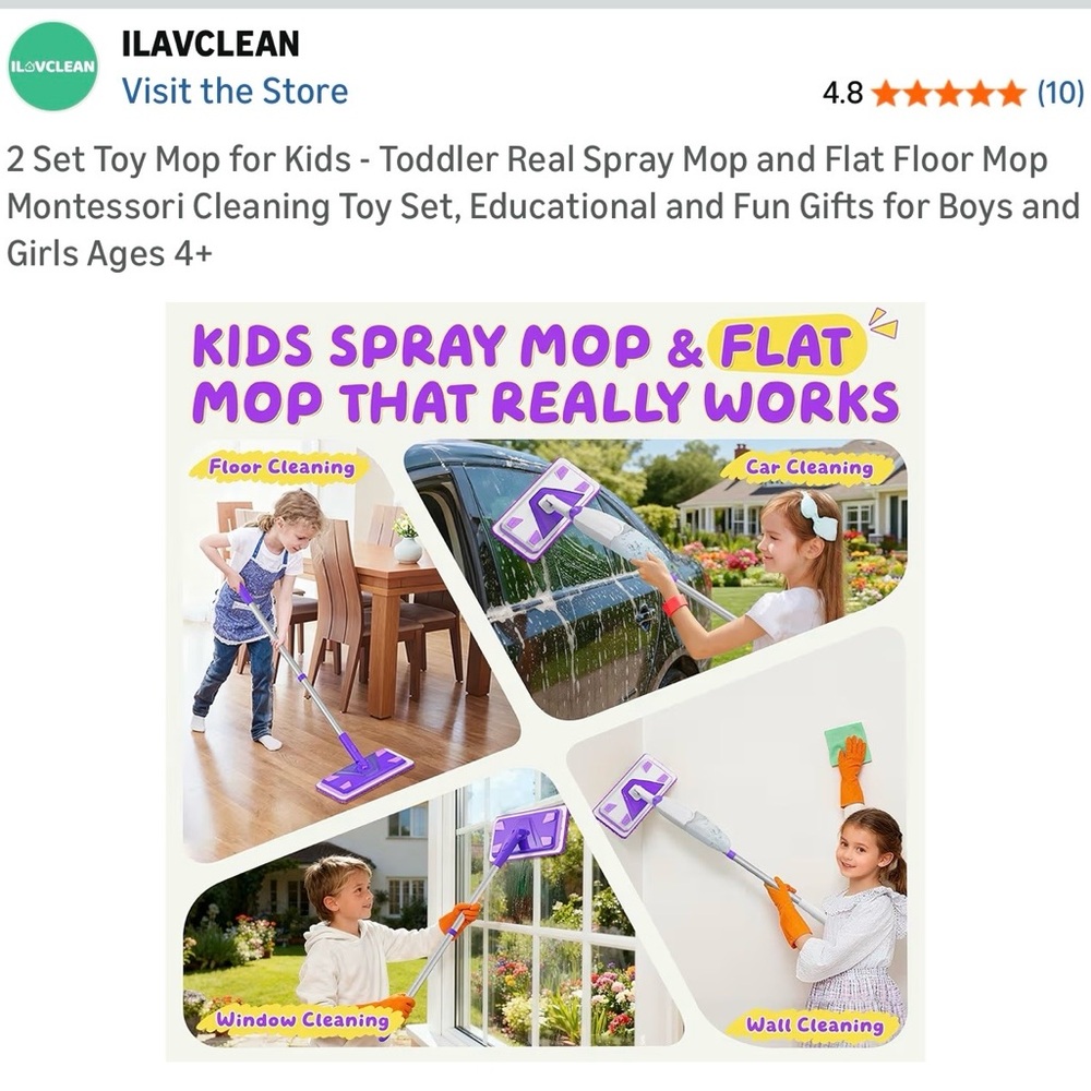 Toddler Real Spray Mop & Flat Mop Set - Purple and Orange